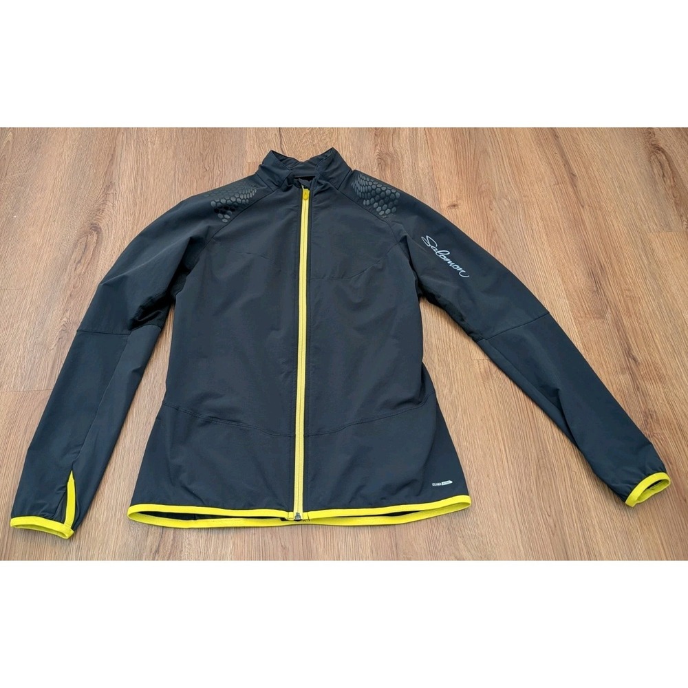 Salomon Climawind Lightweight Cycling Jacket Unisex Sz Small Black&Yellow Mesh